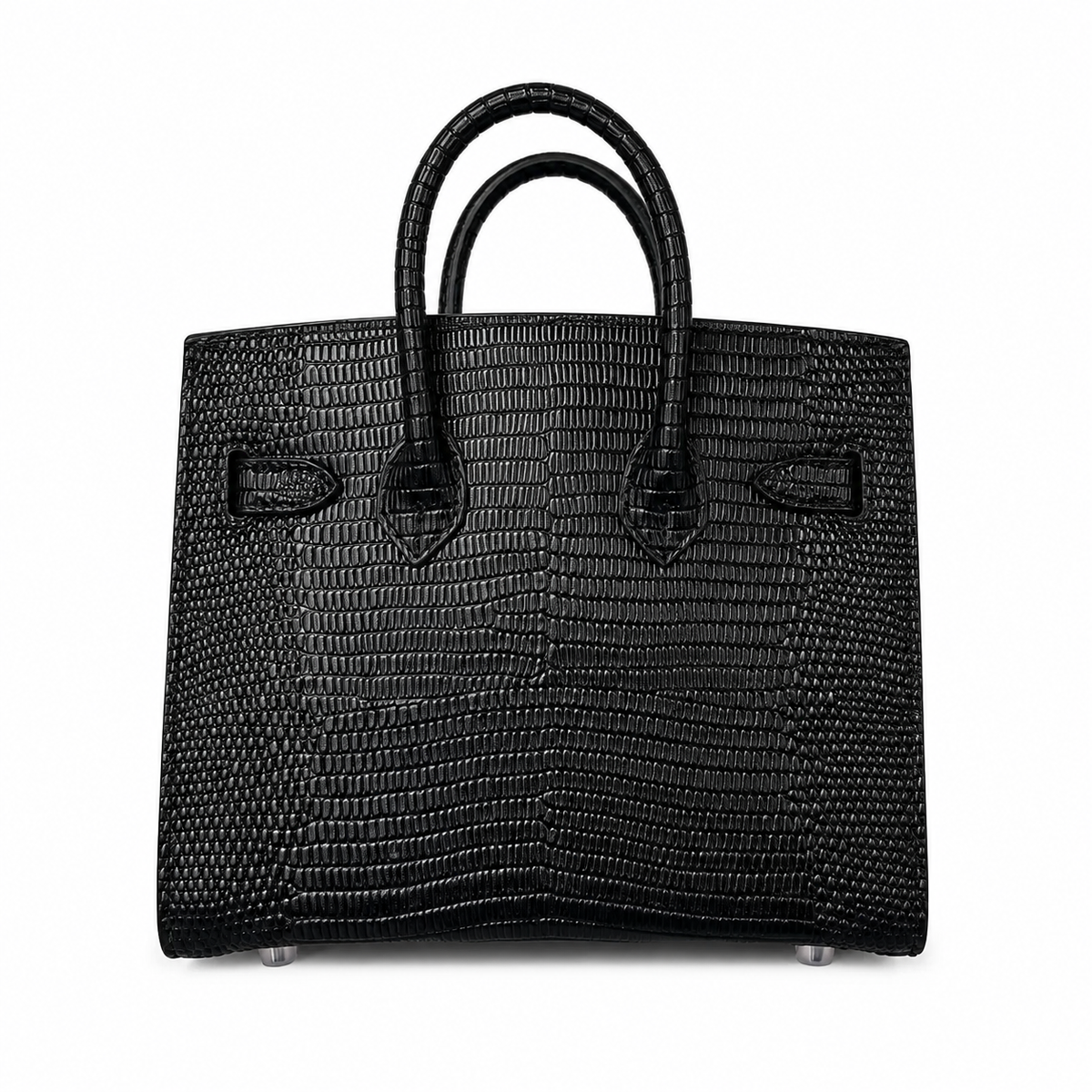 Mini Birkin 20cm Outer Stitching Tote Bag in Black Lizard Pattern